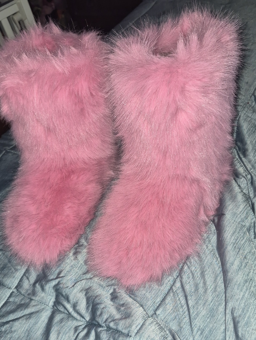 Pink Fur Cozy Booties - Women's Plush Boots Fashion Nova Size 9 Nwob